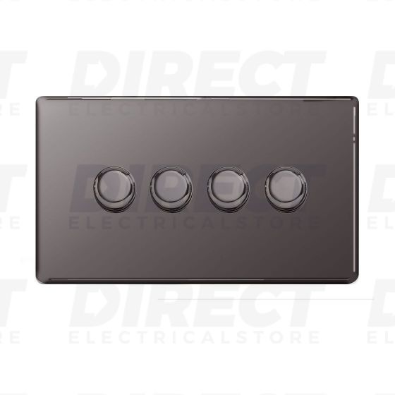 BG FBN81P Black Nickel Single Dimmer Switch 1 Gang 2 Way LED Screwless Flatplate 